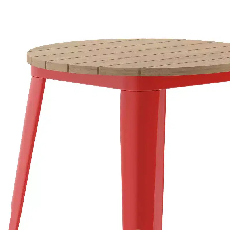 Table à manger Merrick Lane intérieure/extérieure, plateau rond en polyrésine toutes saisons de 23,75 po avec base en acier