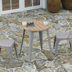 Table à manger Merrick Lane intérieure/extérieure, plateau rond en polyrésine toutes saisons de 23,75 po avec base en acier