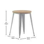 Table à manger Merrick Lane intérieure/extérieure, plateau rond en polyrésine toutes saisons de 23,75 po avec base en acier