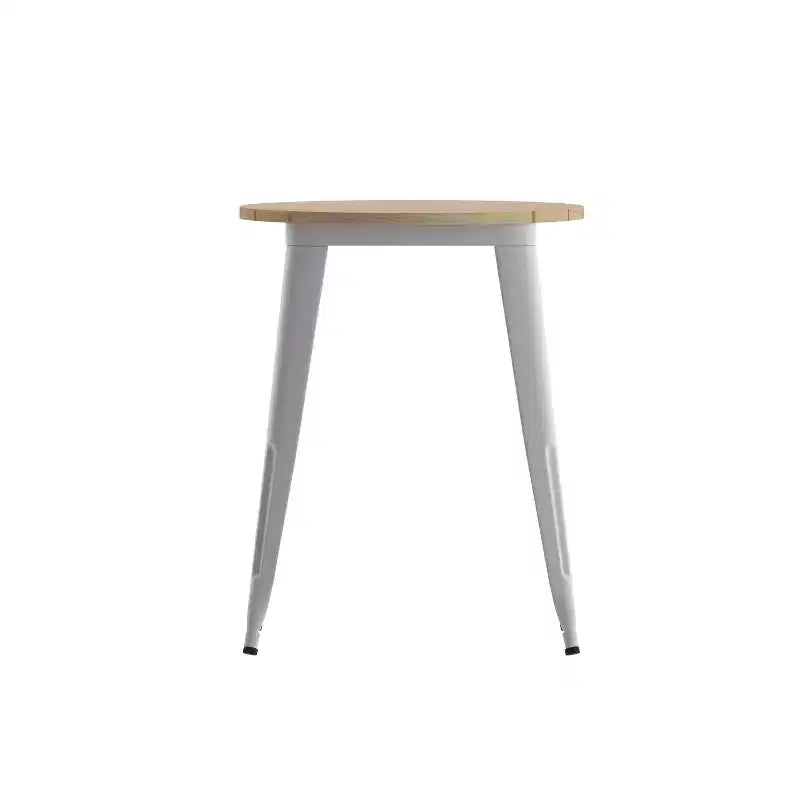 Table à manger Merrick Lane intérieure/extérieure, plateau rond en polyrésine toutes saisons de 23,75 po avec base en acier