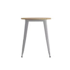 Table à manger Merrick Lane intérieure/extérieure, plateau rond en polyrésine toutes saisons de 23,75 po avec base en acier