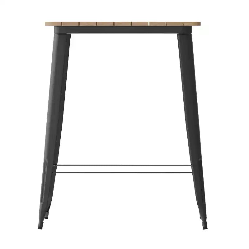 Table de bar intérieure/extérieure Emma et Oliver, plateau carré de 31,5 po en résine polymère tout temps avec base en acier