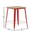 Table de bar intérieure/extérieure Emma et Oliver, plateau carré de 31,5 po en résine polymère tout temps avec base en acier
