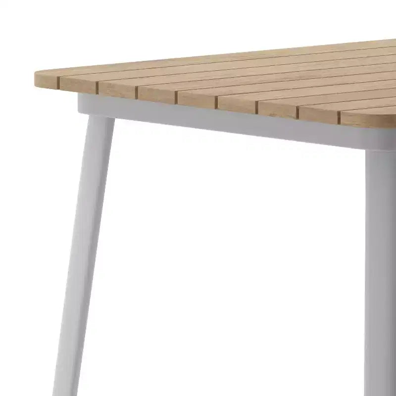 Table de bar intérieure/extérieure Emma et Oliver, plateau carré de 31,5 po en résine polymère tout temps avec base en acier