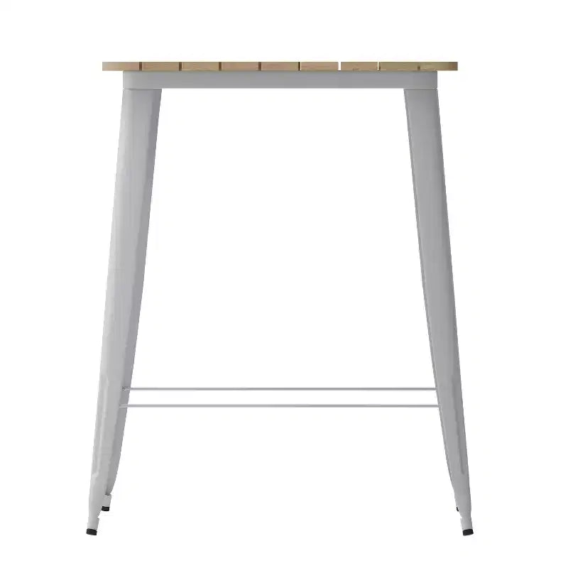 Table de bar intérieure/extérieure Emma et Oliver, plateau carré de 31,5 po en résine polymère tout temps avec base en acier