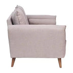 Emma and Oliver Upholstered Mid-Century Modern Pocket Spring Loveseat with Wooden Legs and Removable Back Cushions