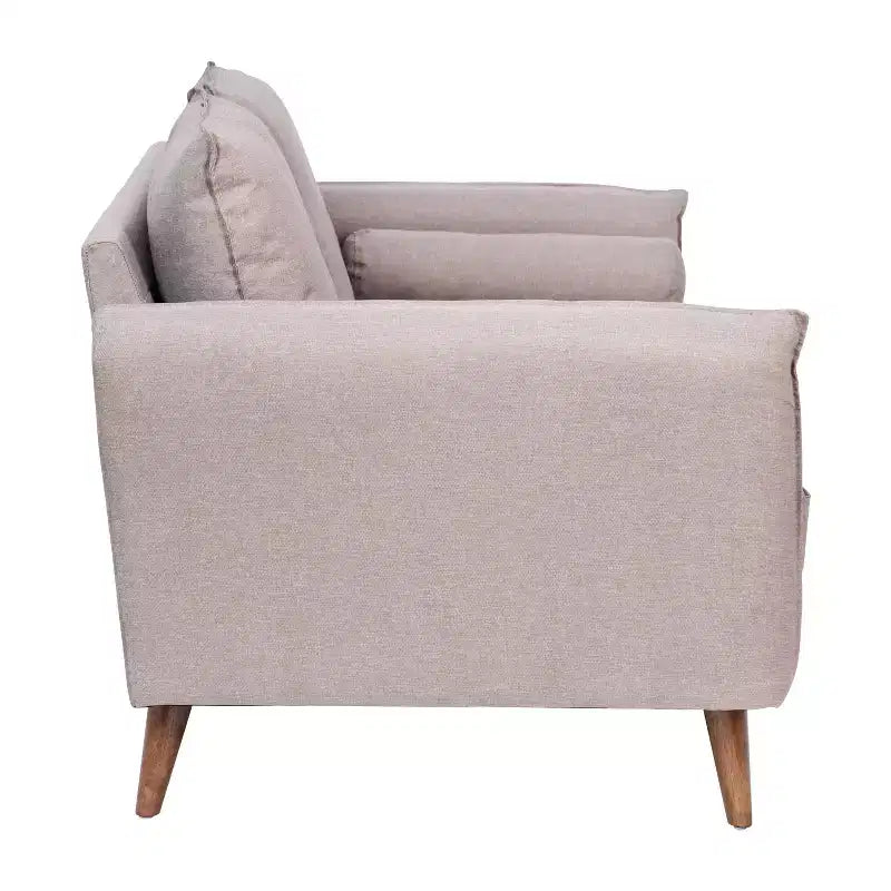Emma and Oliver Upholstered Mid-Century Modern Pocket Spring Loveseat with Wooden Legs and Removable Back Cushions