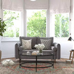 Emma and Oliver Upholstered Mid-Century Modern Pocket Spring Loveseat with Wooden Legs and Removable Back Cushions
