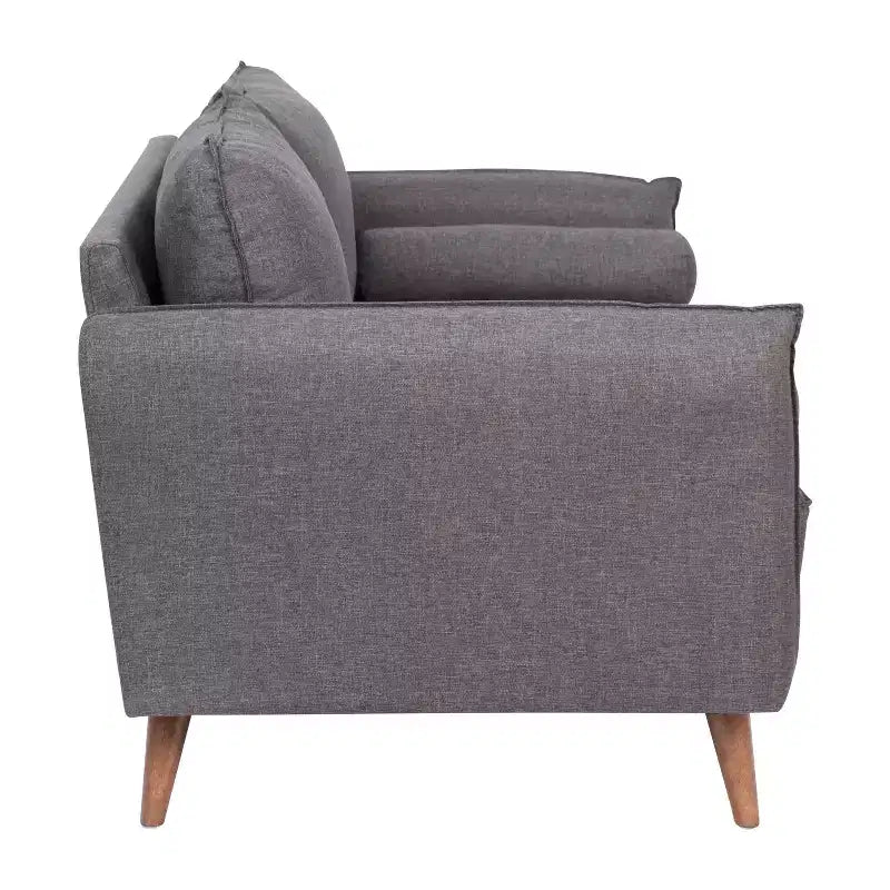 Emma and Oliver Upholstered Mid-Century Modern Pocket Spring Loveseat with Wooden Legs and Removable Back Cushions