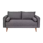 Emma and Oliver Upholstered Mid-Century Modern Pocket Spring Loveseat with Wooden Legs and Removable Back Cushions