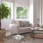 Emma and Oliver Upholstered Mid-Century Modern Pocket Spring Loveseat with Wooden Legs and Removable Back Cushions