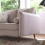 Emma and Oliver Upholstered Mid-Century Modern Pocket Spring Loveseat with Wooden Legs and Removable Back Cushions