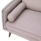 Emma and Oliver Upholstered Mid-Century Modern Pocket Spring Loveseat with Wooden Legs and Removable Back Cushions