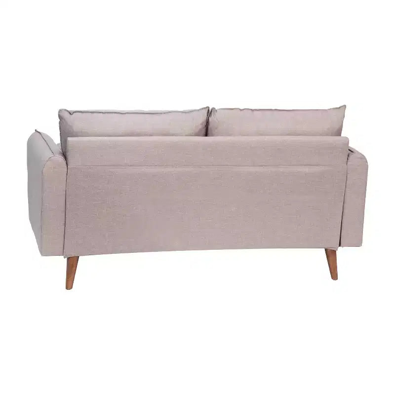 Emma and Oliver Upholstered Mid-Century Modern Pocket Spring Loveseat with Wooden Legs and Removable Back Cushions