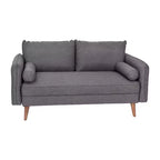 Emma and Oliver Upholstered Mid-Century Modern Pocket Spring Loveseat with Wooden Legs and Removable Back Cushions