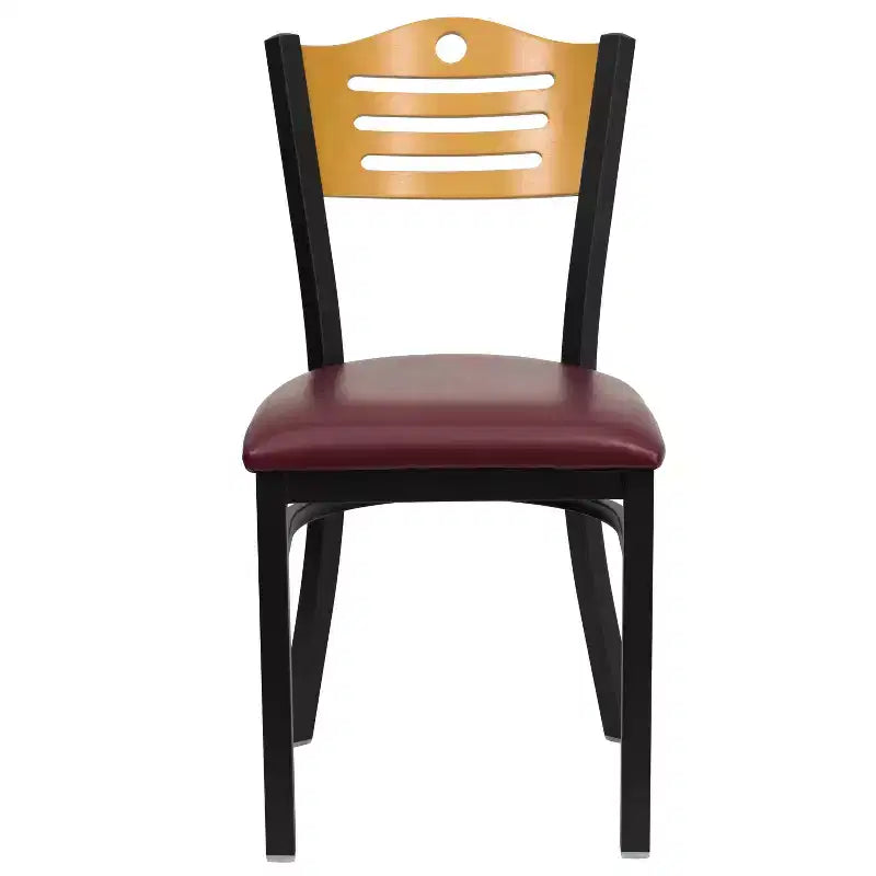 Chaise de restaurant en métal à dossier en lattes Emma et Oliver (lot de 2)