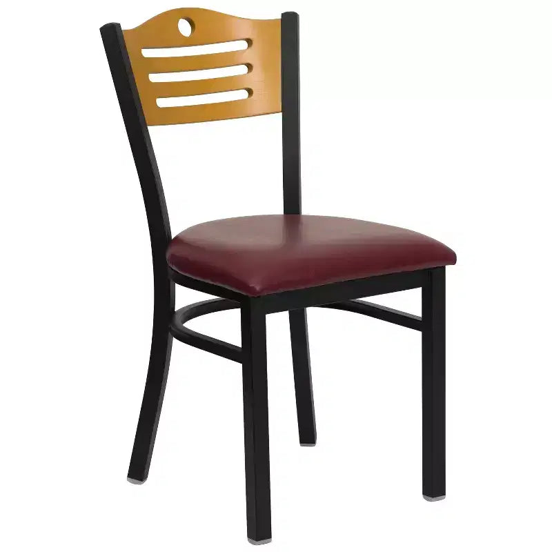 Chaise de restaurant en métal à dossier en lattes Emma et Oliver (lot de 2)