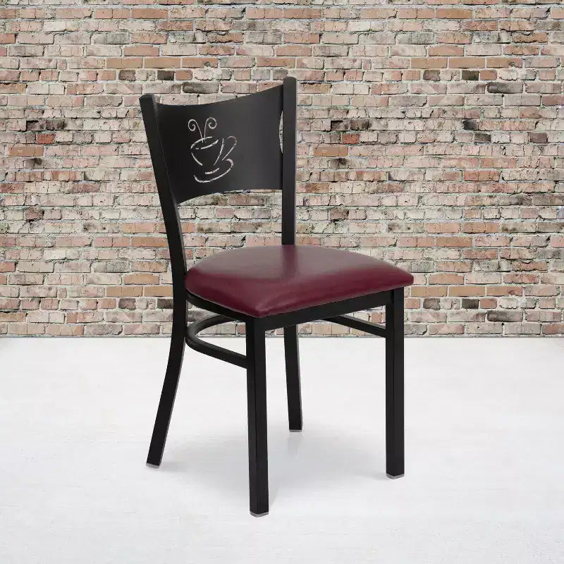 Emma and Oliver 2 Pack Coffee Back Metal Restaurant Chair