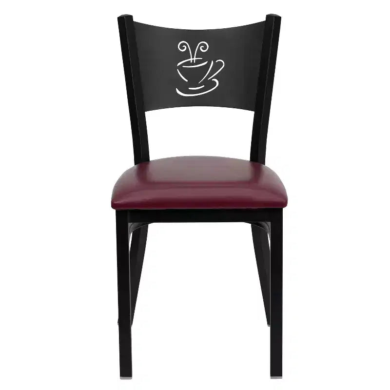 Emma and Oliver 2 Pack Coffee Back Metal Restaurant Chair