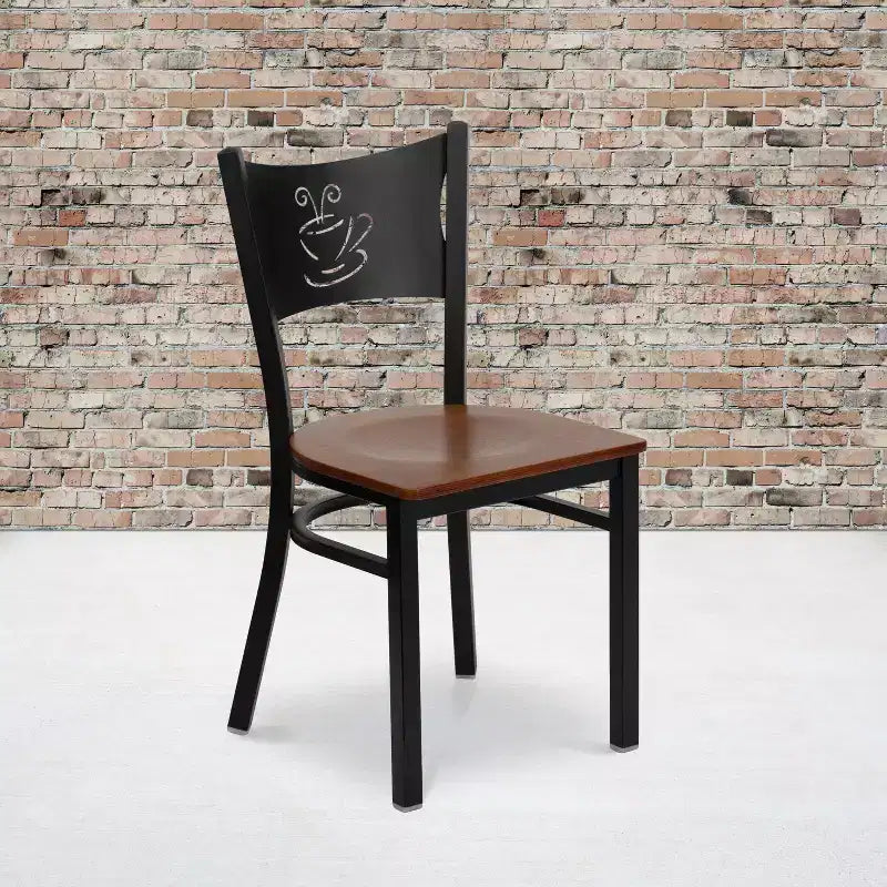 Emma and Oliver 2 Pack Coffee Back Metal Restaurant Chair