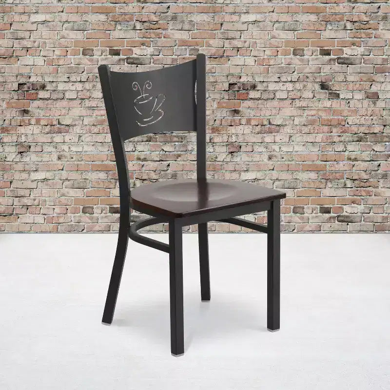 Emma and Oliver 2 Pack Coffee Back Metal Restaurant Chair