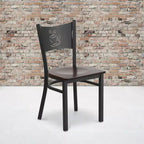 Emma and Oliver 2 Pack Coffee Back Metal Restaurant Chair