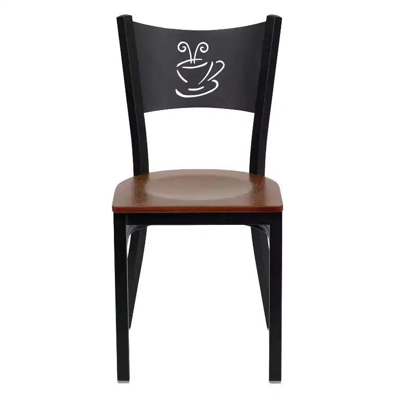 Emma and Oliver 2 Pack Coffee Back Metal Restaurant Chair