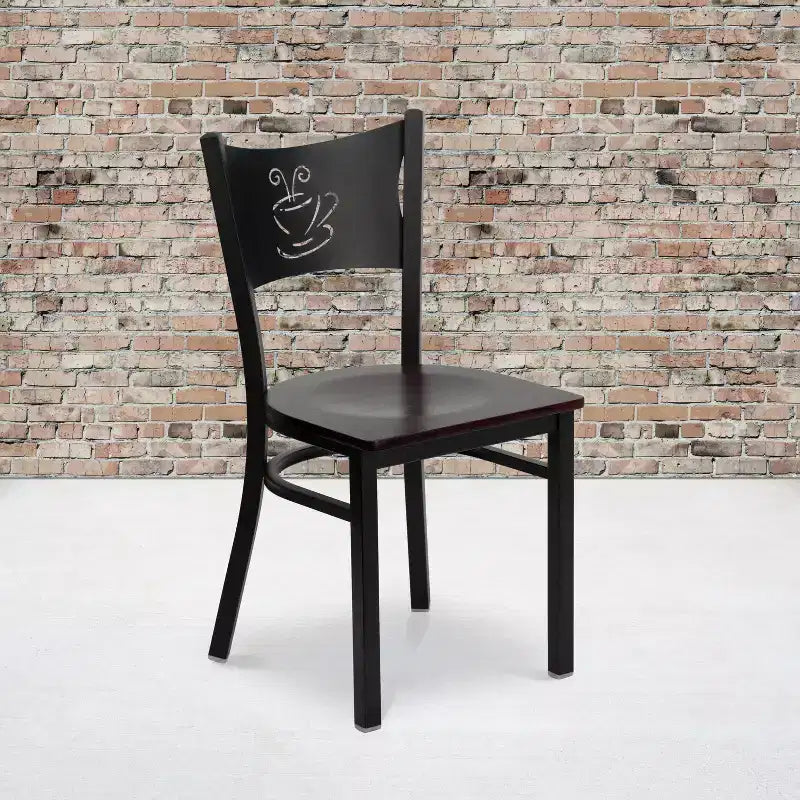 Emma and Oliver 2 Pack Coffee Back Metal Restaurant Chair