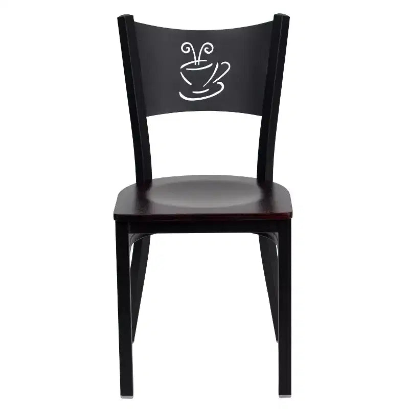 Emma and Oliver 2 Pack Coffee Back Metal Restaurant Chair