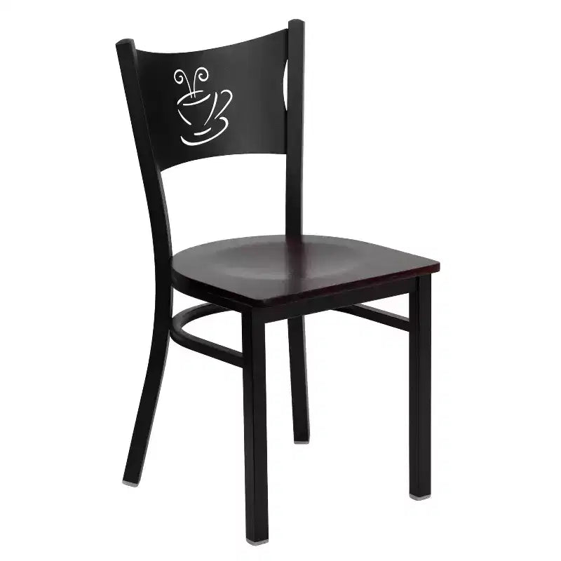 Emma and Oliver 2 Pack Coffee Back Metal Restaurant Chair