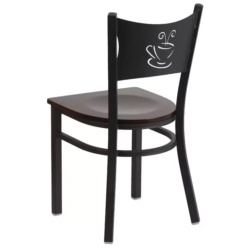 Emma and Oliver 2 Pack Coffee Back Metal Restaurant Chair