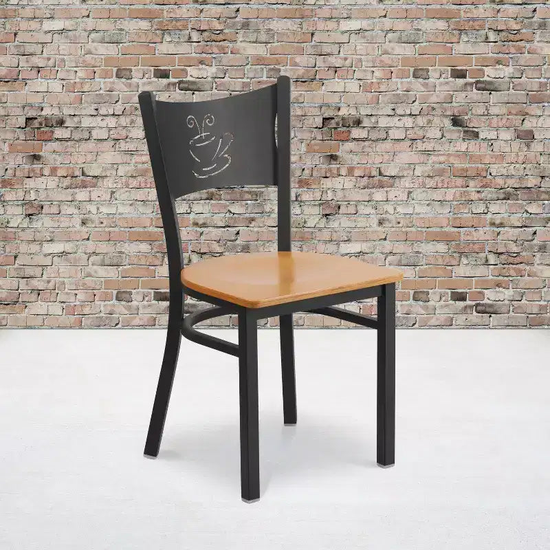 Emma and Oliver 2 Pack Coffee Back Metal Restaurant Chair