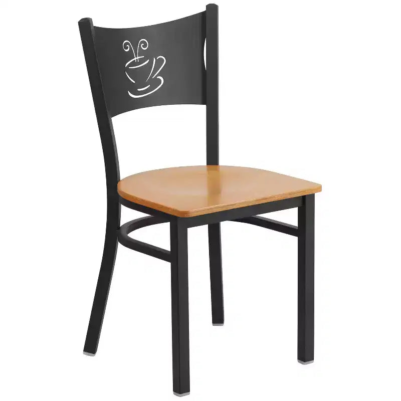 Emma and Oliver 2 Pack Coffee Back Metal Restaurant Chair