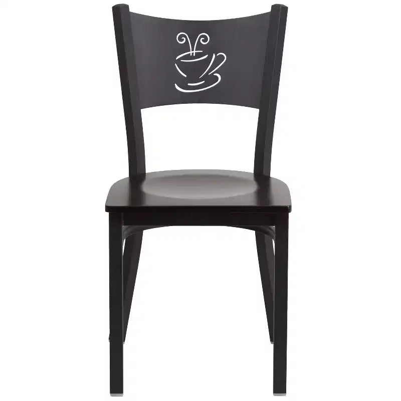 Emma and Oliver 2 Pack Coffee Back Metal Restaurant Chair