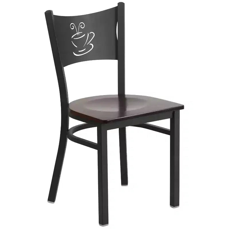 Emma and Oliver 2 Pack Coffee Back Metal Restaurant Chair