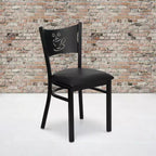 Emma and Oliver 2 Pack Coffee Back Metal Restaurant Chair