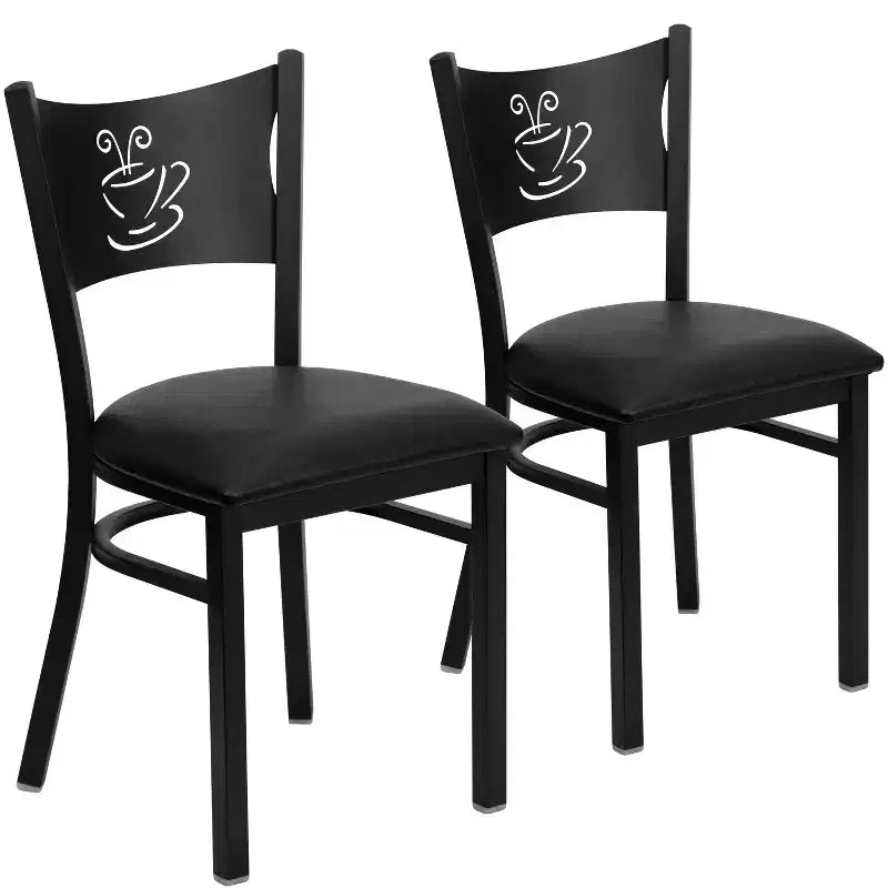 Emma and Oliver 2 Pack Coffee Back Metal Restaurant Chair