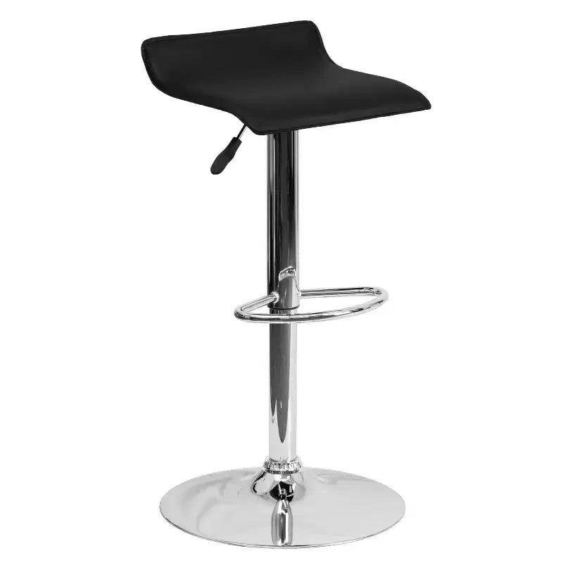 Emma and Oliver 2 Pack Contemporary Vinyl Adjustable Height Barstool with Solid Wave Seat and Chrome Base