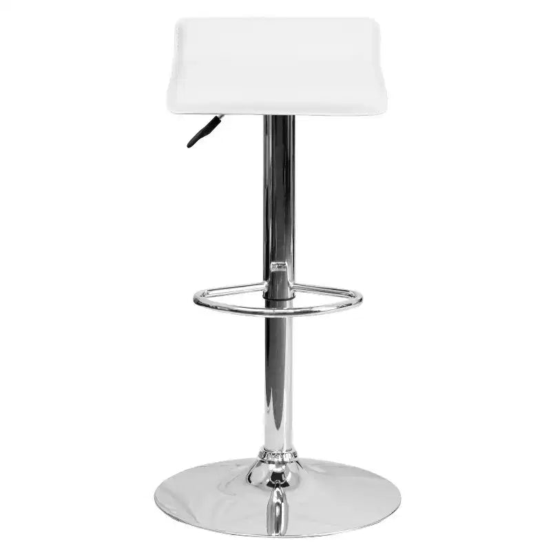 Emma and Oliver 2 Pack Contemporary Vinyl Adjustable Height Barstool with Solid Wave Seat and Chrome Base