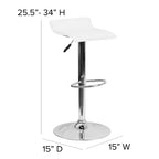 Emma and Oliver 2 Pack Contemporary Vinyl Adjustable Height Barstool with Solid Wave Seat and Chrome Base