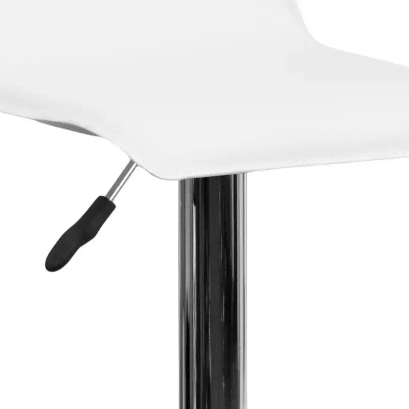 Emma and Oliver 2 Pack Contemporary Vinyl Adjustable Height Barstool with Solid Wave Seat and Chrome Base