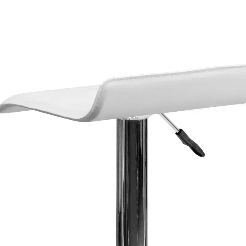 Emma and Oliver 2 Pack Contemporary Vinyl Adjustable Height Barstool with Solid Wave Seat and Chrome Base