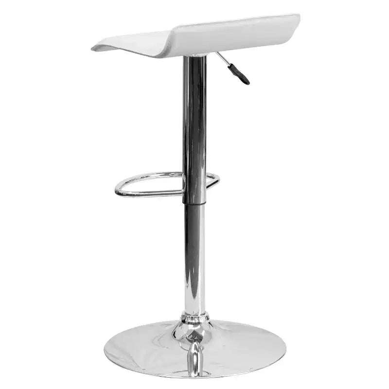 Emma and Oliver 2 Pack Contemporary Vinyl Adjustable Height Barstool with Solid Wave Seat and Chrome Base
