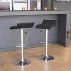Emma and Oliver 2 Pack Contemporary Vinyl Adjustable Height Barstool with Solid Wave Seat and Chrome Base