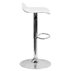 Emma and Oliver 2 Pack Contemporary Vinyl Adjustable Height Barstool with Solid Wave Seat and Chrome Base