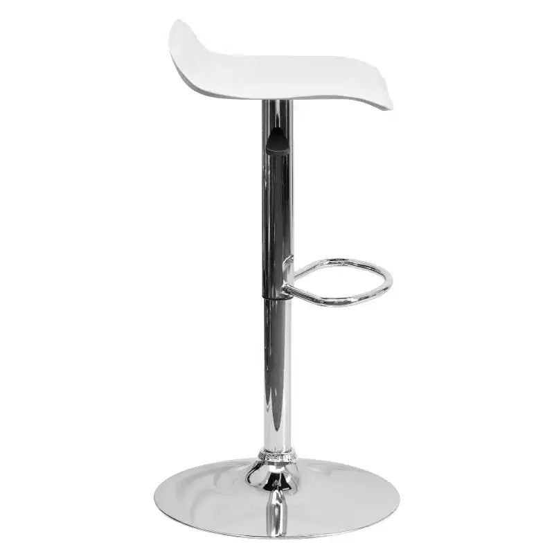 Emma and Oliver 2 Pack Contemporary Vinyl Adjustable Height Barstool with Solid Wave Seat and Chrome Base