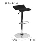 Emma and Oliver 2 Pack Contemporary Vinyl Adjustable Height Barstool with Solid Wave Seat and Chrome Base