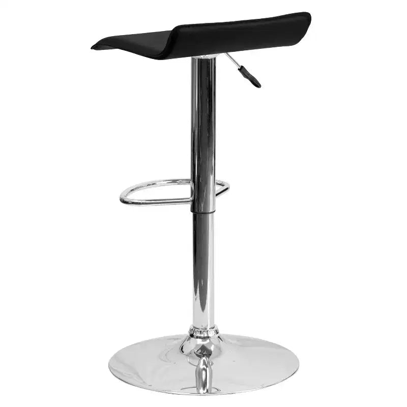 Emma and Oliver 2 Pack Contemporary Vinyl Adjustable Height Barstool with Solid Wave Seat and Chrome Base