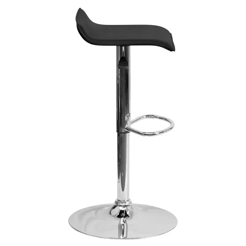 Emma and Oliver 2 Pack Contemporary Vinyl Adjustable Height Barstool with Solid Wave Seat and Chrome Base