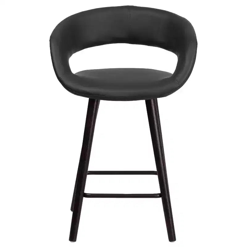 Emma and Oliver 2 Pk. 24'' High Contemporary Vinyl Counter Height Stool with Cappuccino Wood Frame